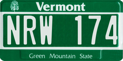 VT license plate NRW174