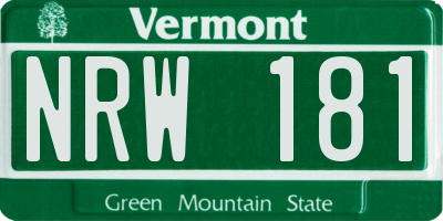 VT license plate NRW181