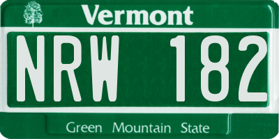 VT license plate NRW182