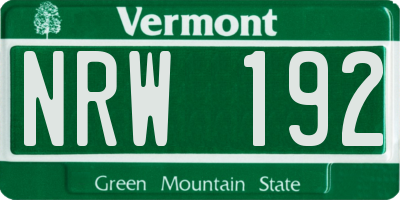 VT license plate NRW192