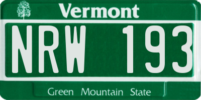 VT license plate NRW193