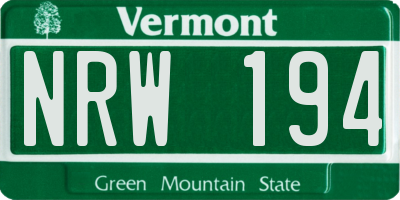 VT license plate NRW194