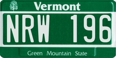 VT license plate NRW196
