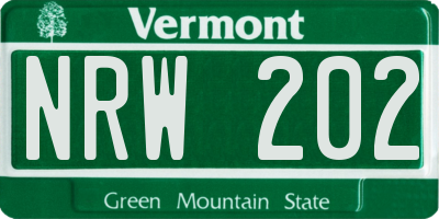 VT license plate NRW202