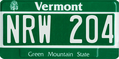 VT license plate NRW204