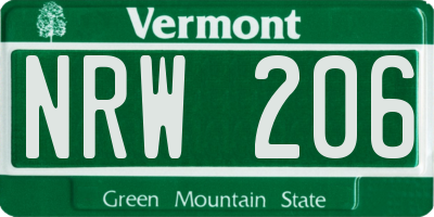 VT license plate NRW206