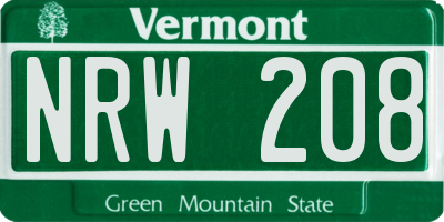 VT license plate NRW208
