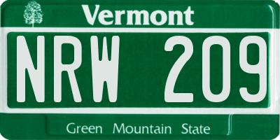 VT license plate NRW209