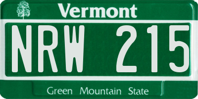 VT license plate NRW215