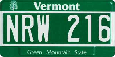 VT license plate NRW216