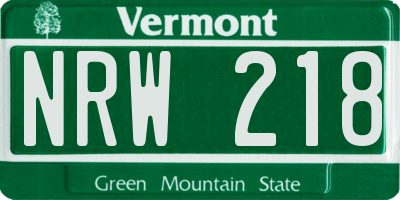 VT license plate NRW218