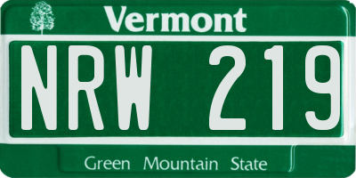 VT license plate NRW219