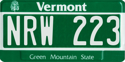 VT license plate NRW223