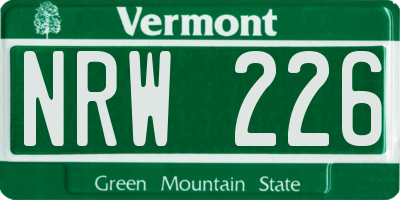 VT license plate NRW226