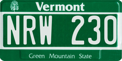 VT license plate NRW230