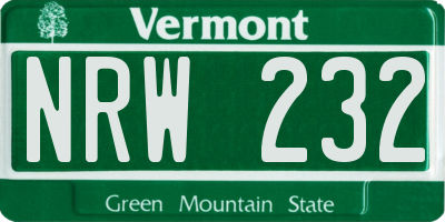 VT license plate NRW232