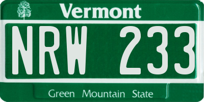 VT license plate NRW233