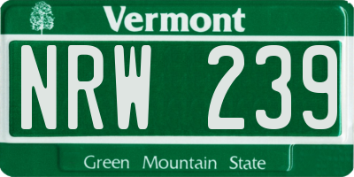 VT license plate NRW239
