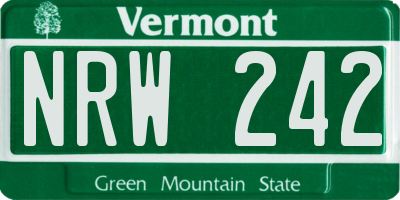 VT license plate NRW242