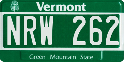 VT license plate NRW262