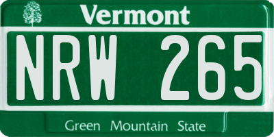 VT license plate NRW265