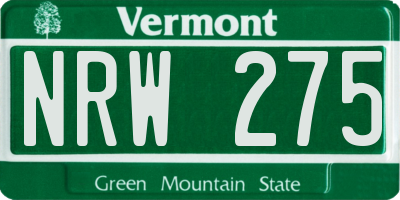 VT license plate NRW275