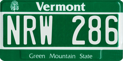 VT license plate NRW286