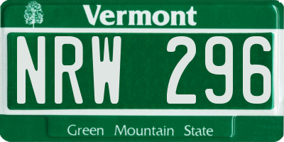 VT license plate NRW296