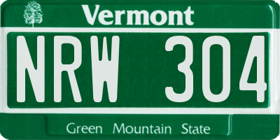 VT license plate NRW304