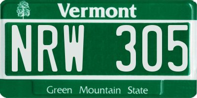 VT license plate NRW305