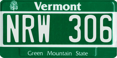 VT license plate NRW306
