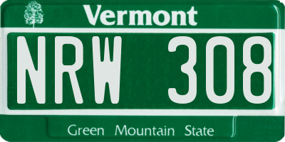 VT license plate NRW308