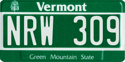 VT license plate NRW309
