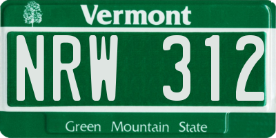 VT license plate NRW312