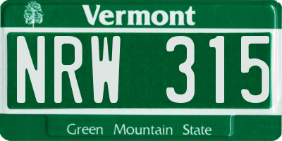 VT license plate NRW315