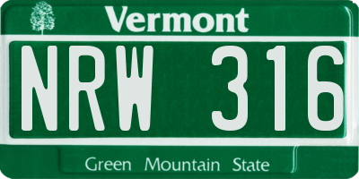 VT license plate NRW316