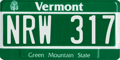 VT license plate NRW317