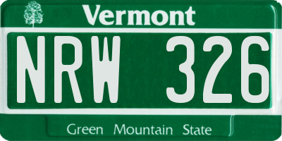 VT license plate NRW326
