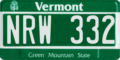 VT license plate NRW332