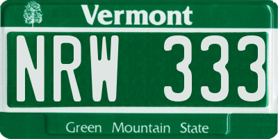 VT license plate NRW333