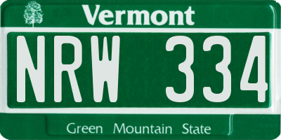 VT license plate NRW334