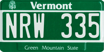 VT license plate NRW335