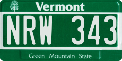 VT license plate NRW343