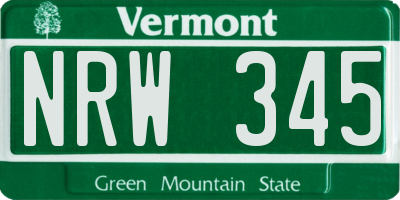 VT license plate NRW345