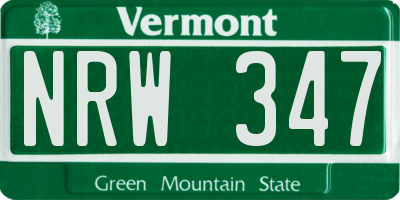 VT license plate NRW347