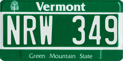 VT license plate NRW349
