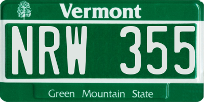 VT license plate NRW355