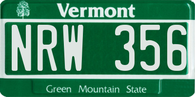 VT license plate NRW356