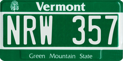 VT license plate NRW357