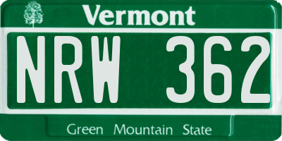 VT license plate NRW362